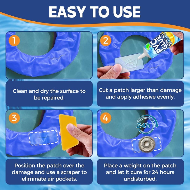 AAROVIBE Air Mattress Patch Kit, UV Resistant and Heavy Duty Waterproof Vinyl Patch Kit, Air Mattress Repair kit for Swimming Pools, PVC Boats, Tent, Kayaks, Inflatable Toys - Image 5